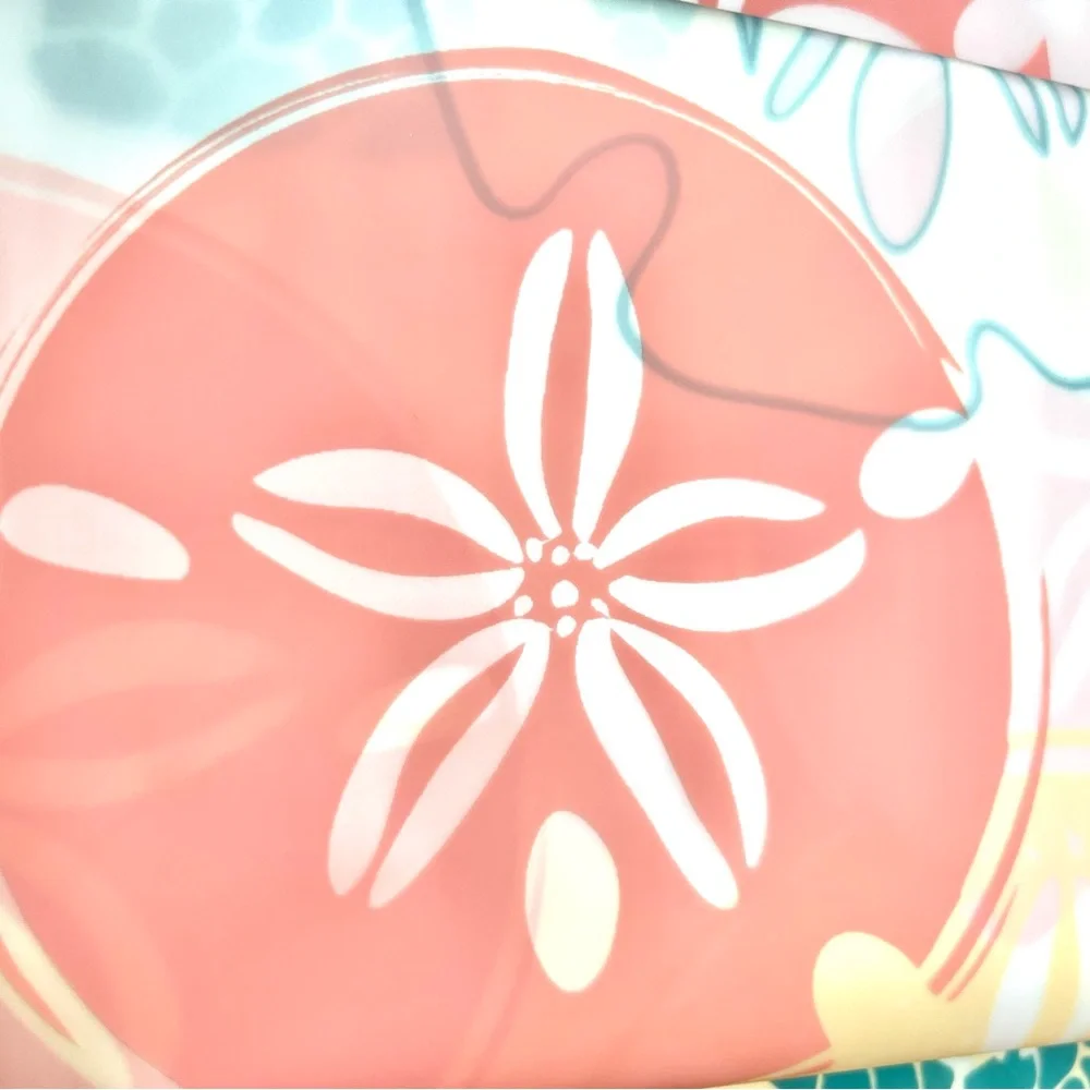 Ocean Sand Dollars Peva Shower Curtain with Metal Grommets Yellow Coral Blue
